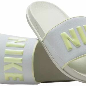 Nike White and Yellow Slides